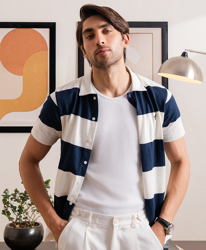Navy Retro Striped Shirt