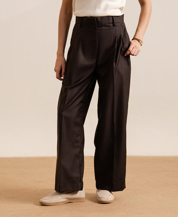 Brown Formal Wide Leg Pants (Women)