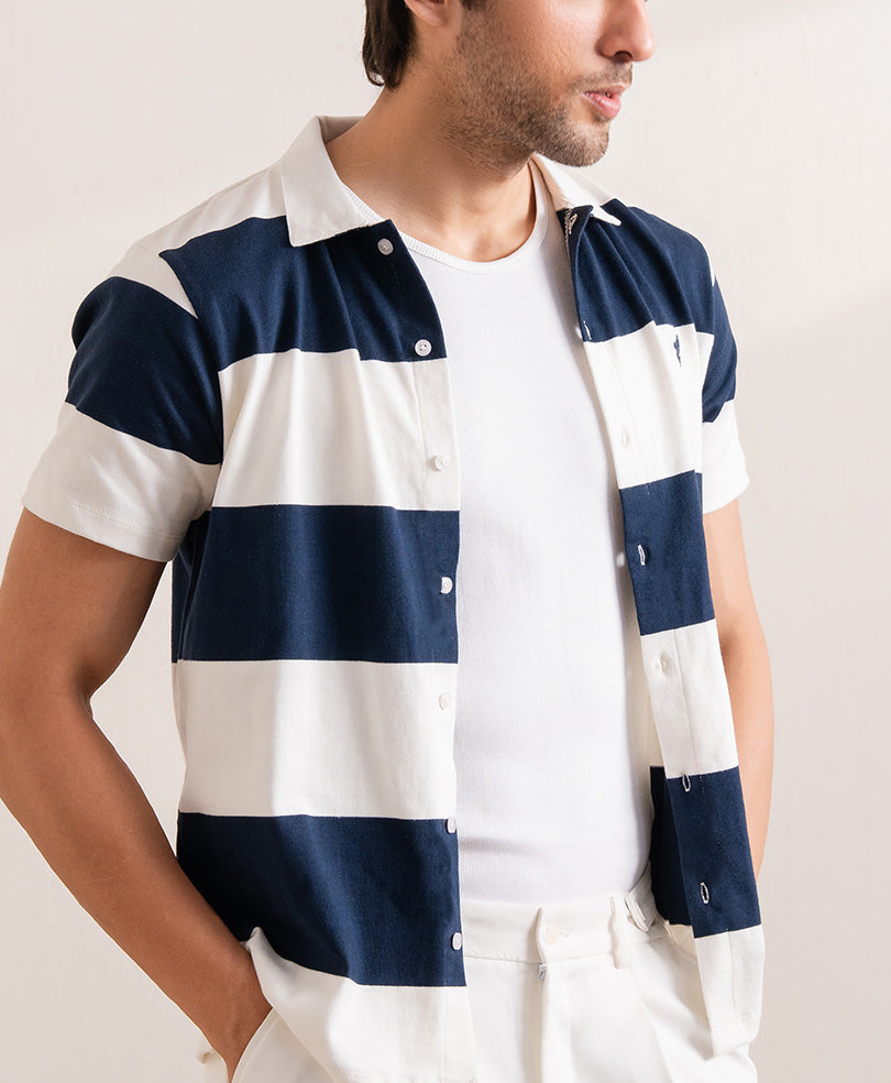 Navy Retro Striped Shirt