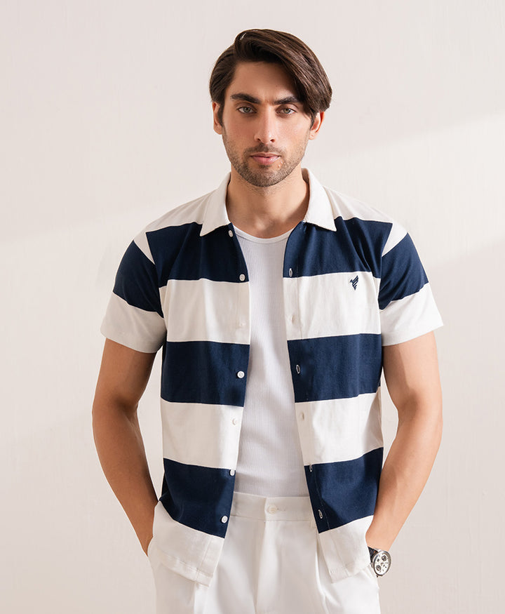 Navy Retro Striped Shirt