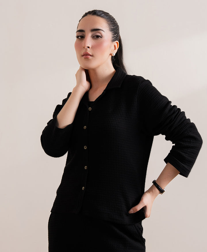 Black Modern Shirt Muse Co-Ord (Women)