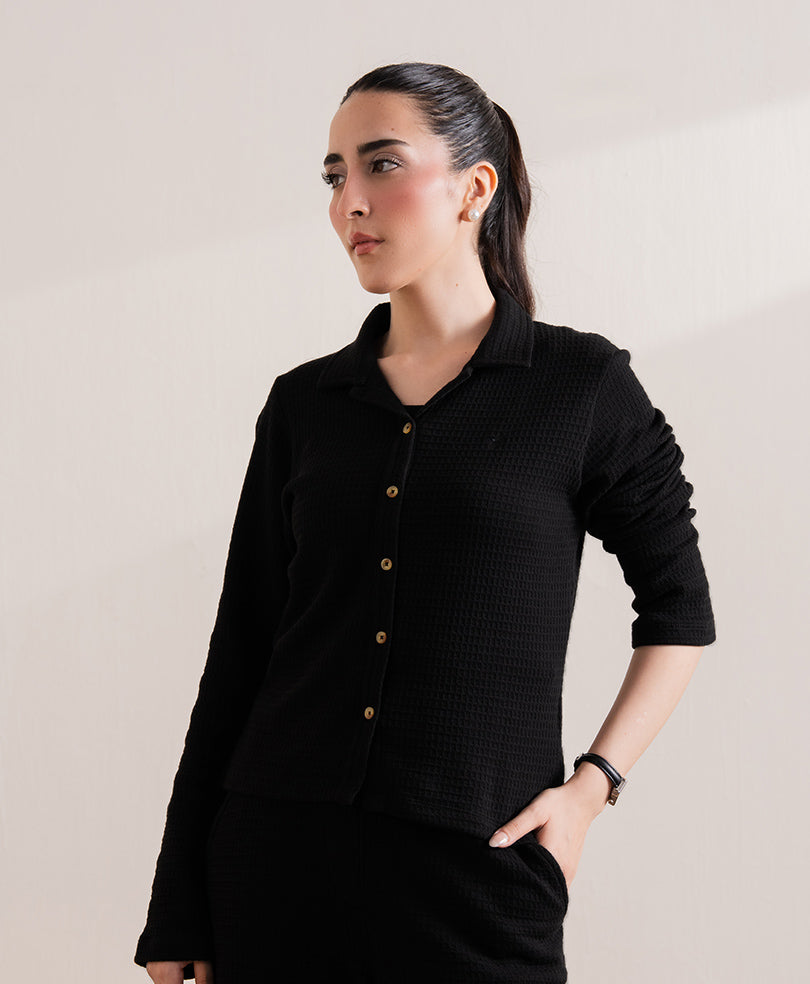 Black Modern Shirt Muse Co-Ord (Women)