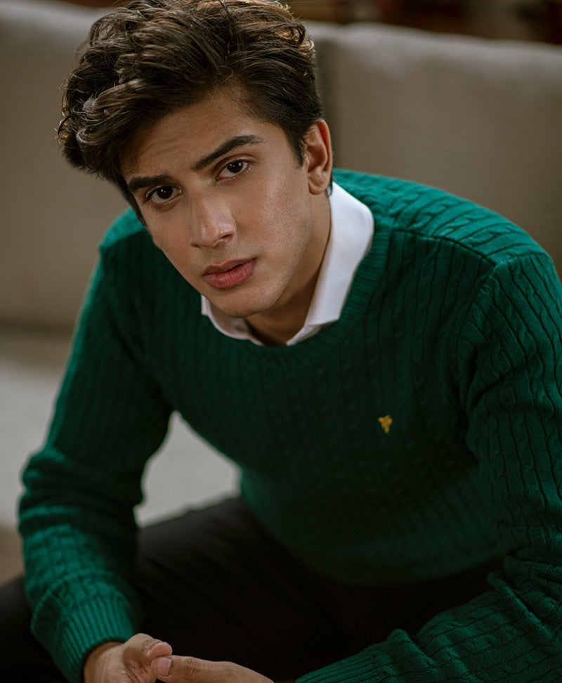 Green Cable Knit Sweater