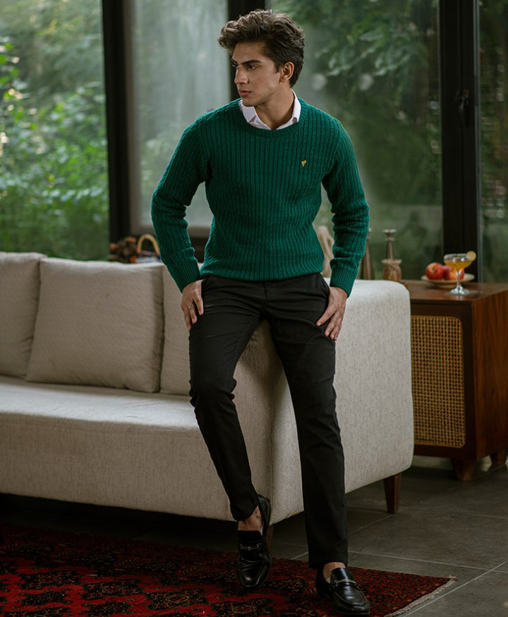 Green Cable Knit Sweater