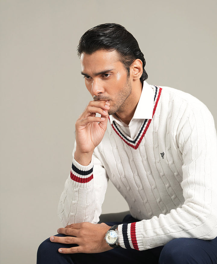 Classic White Cricket Sweater
