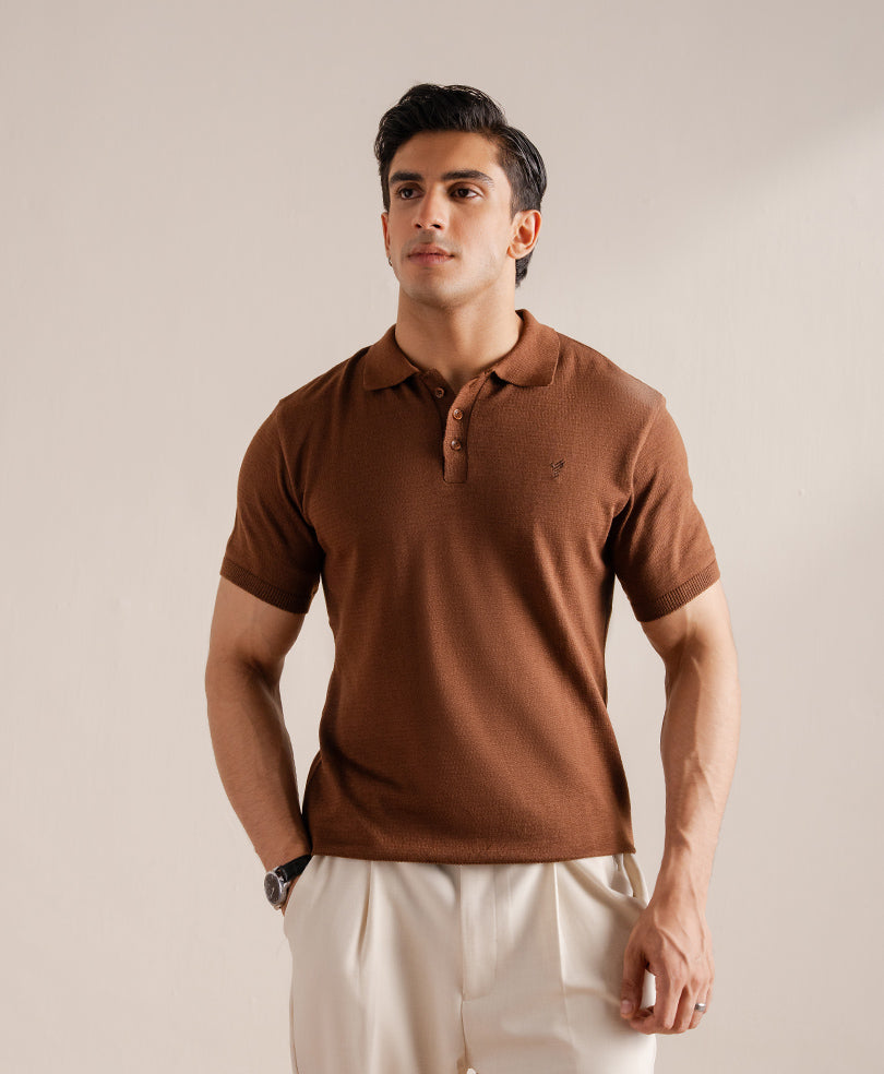 Basic Knitted POLO Rustic Maroon