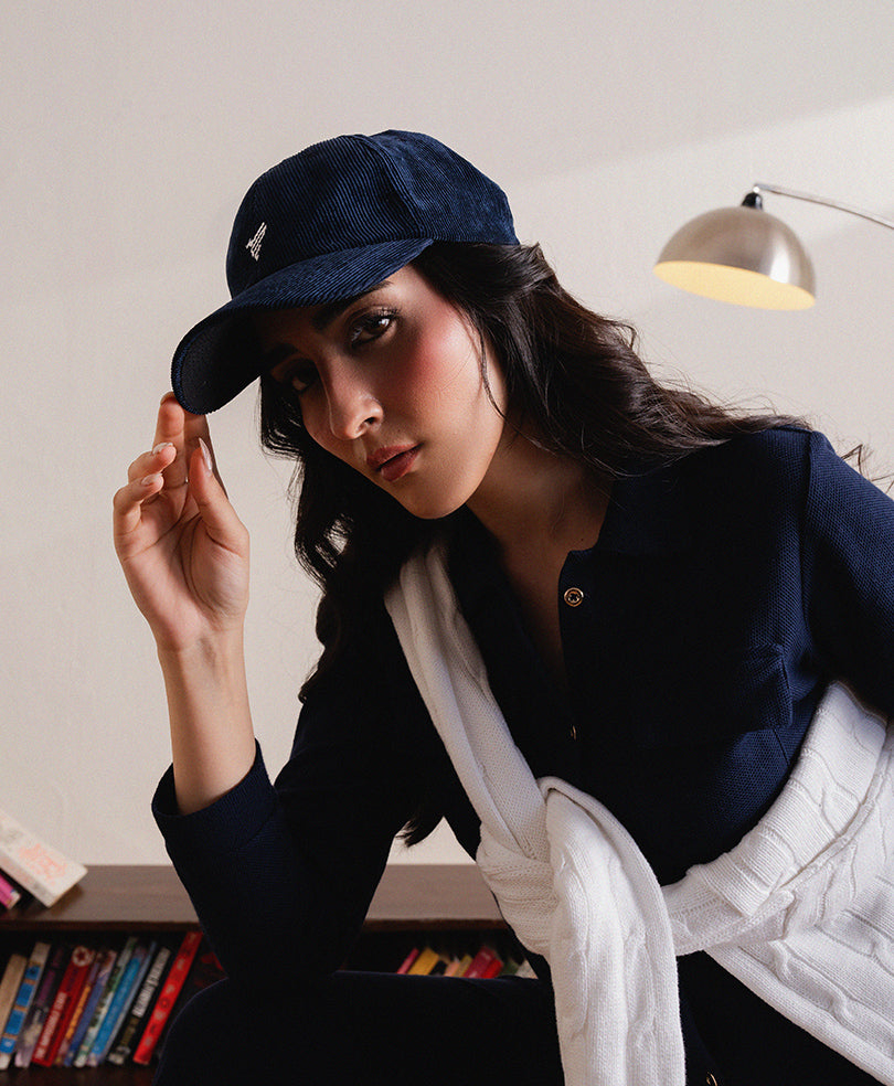 Navy Fine Waffle knit Shirt (Women)