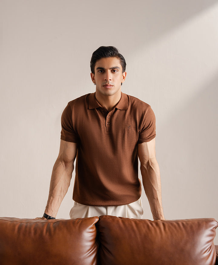 Basic Knitted POLO Rustic Maroon