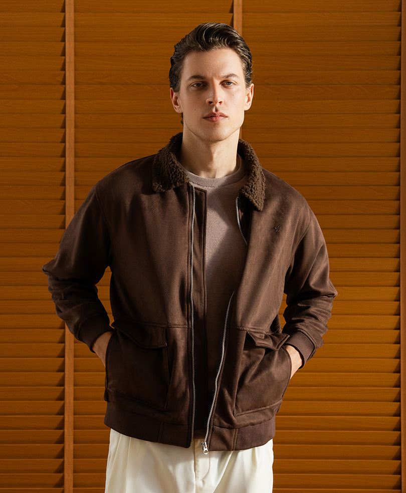 DK Brown Suede Aviator Jacket