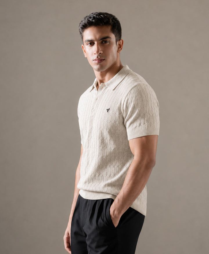 Oatmeal Cable knit POLO