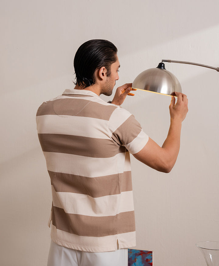 Camel Retro Striped Shirt