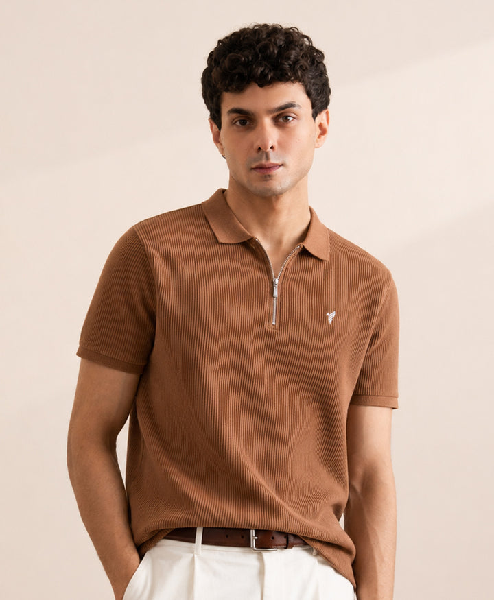 Toffee Waffle Zip POLO
