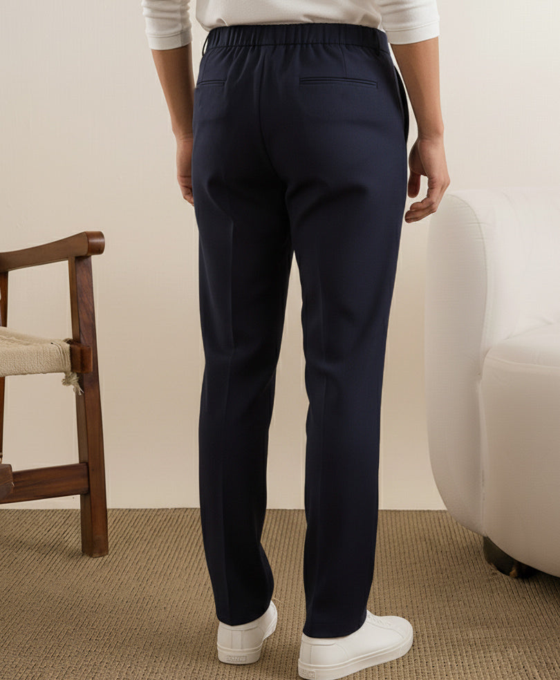Navy Tailored Pleated Pants