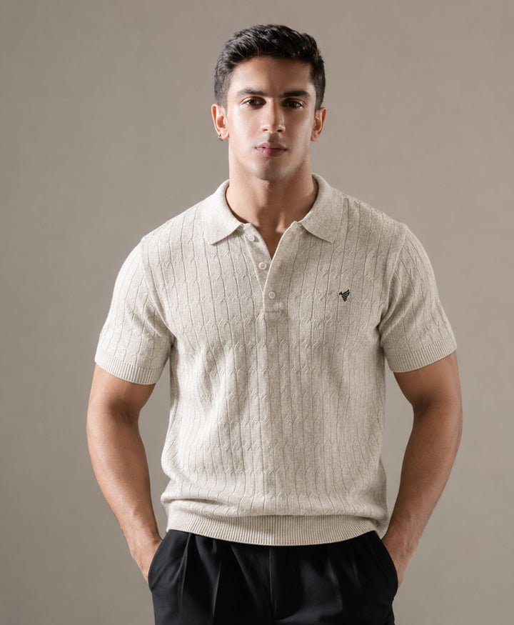 Oatmeal Cable knit POLO