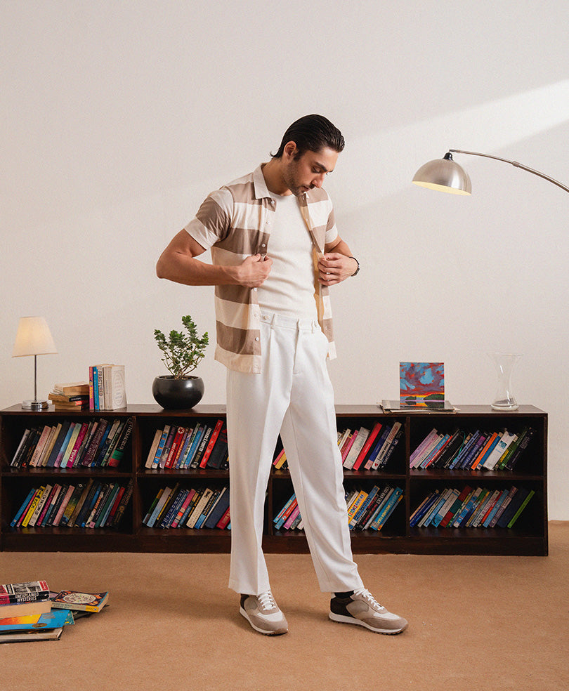 Camel Retro Striped Shirt