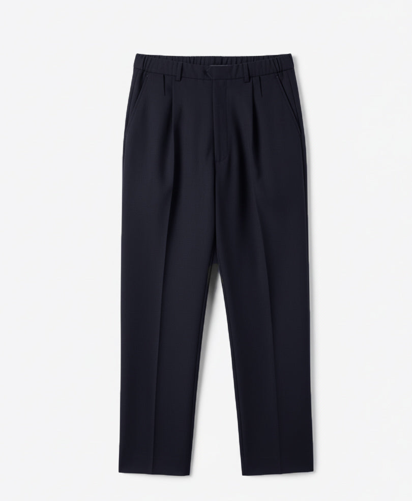 Navy Tailored Pleated Pants