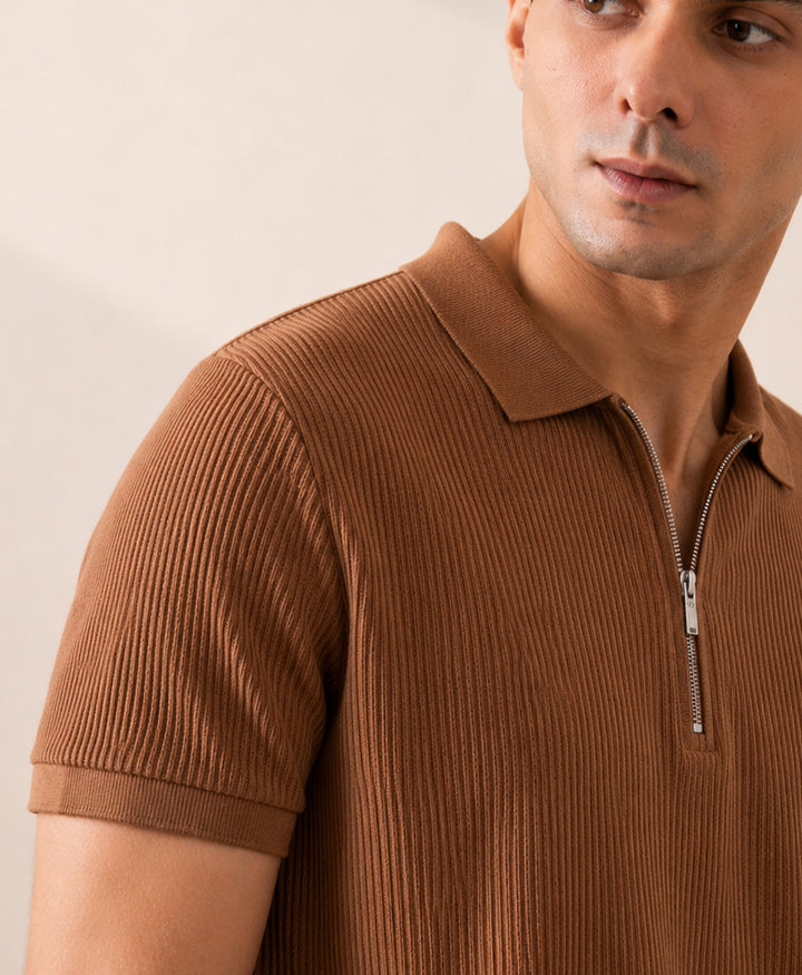 Toffee Waffle Zip POLO