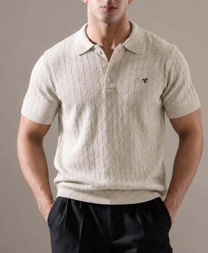Oatmeal Cable knit POLO