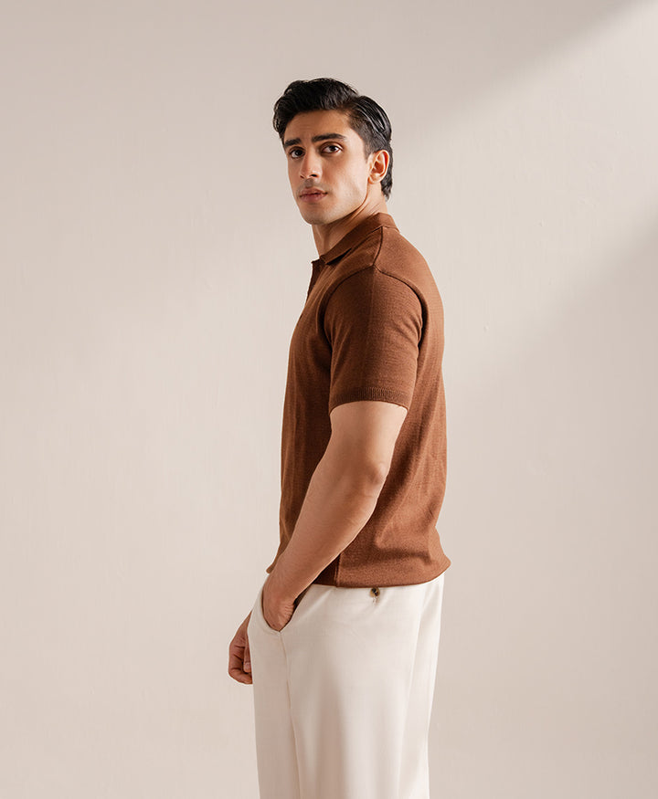 Basic Knitted POLO Rustic Maroon