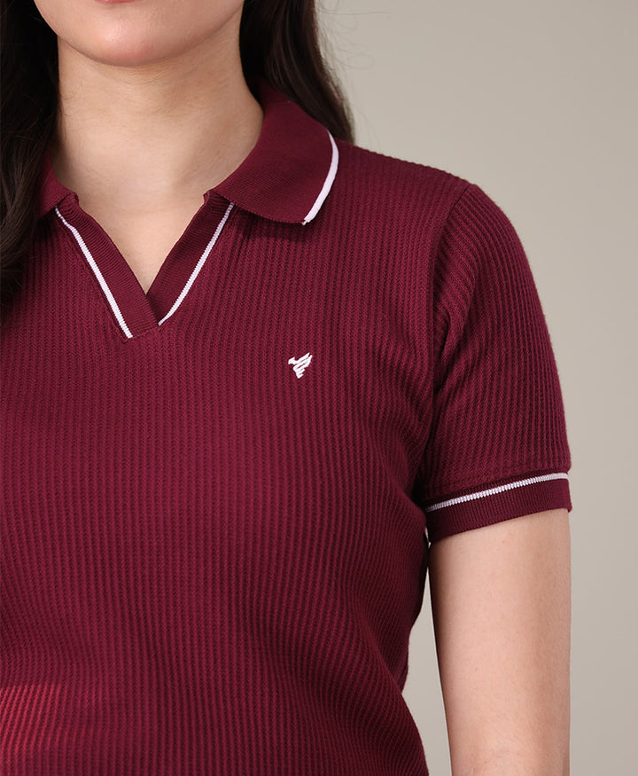 Wine French Knit POLO (Women)