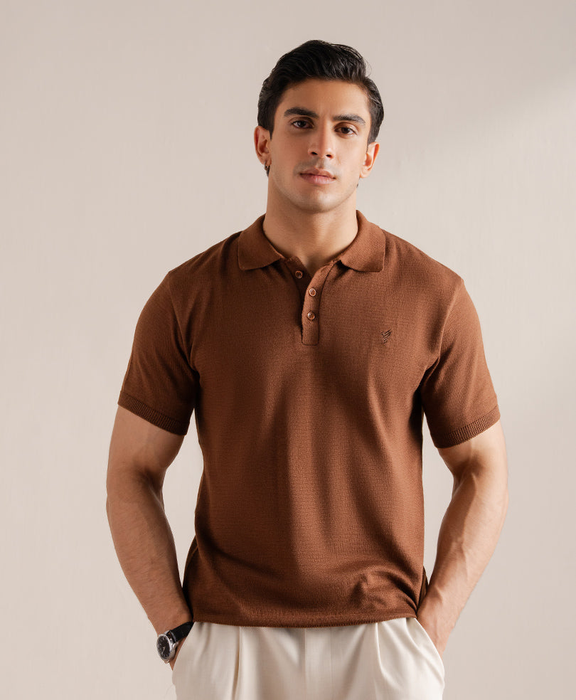 Basic Knitted POLO Rustic Maroon