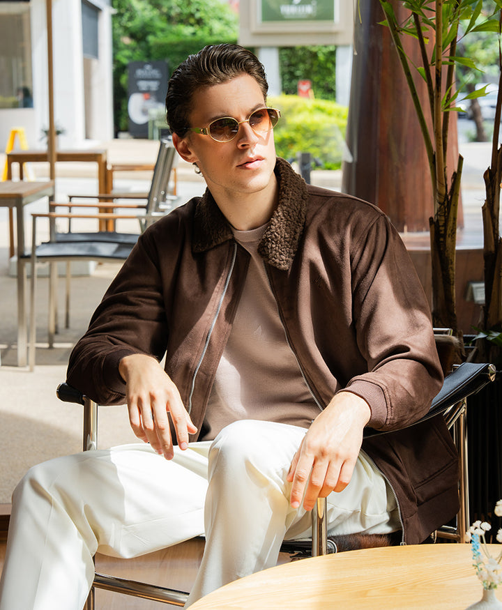 DK Brown Suede Aviator Jacket