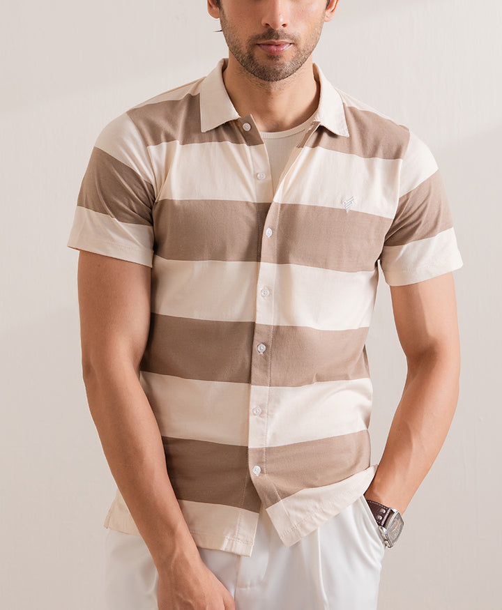 Camel Retro Striped Shirt