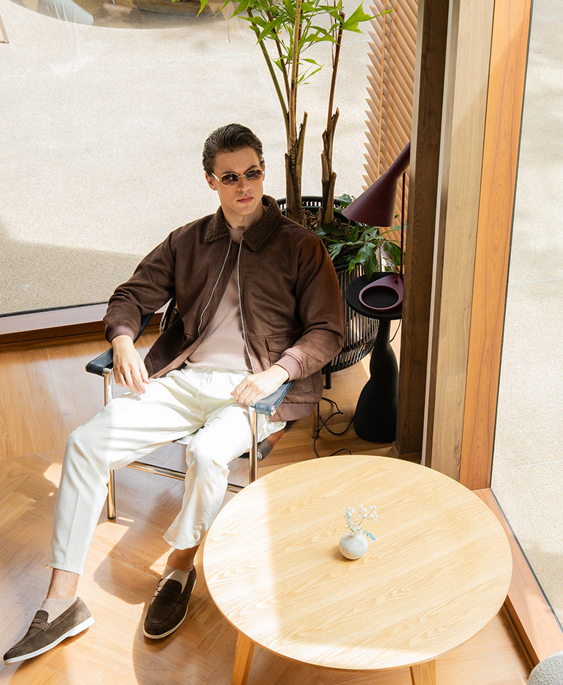 DK Brown Suede Aviator Jacket