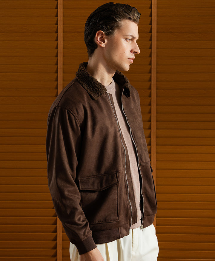 DK Brown Suede Aviator Jacket