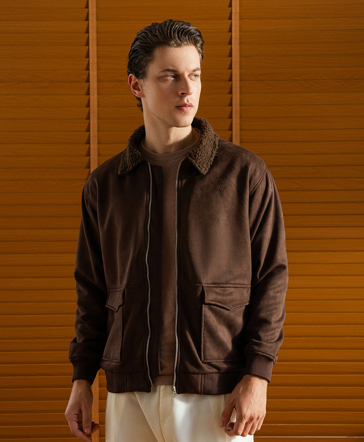DK Brown Suede Aviator Jacket