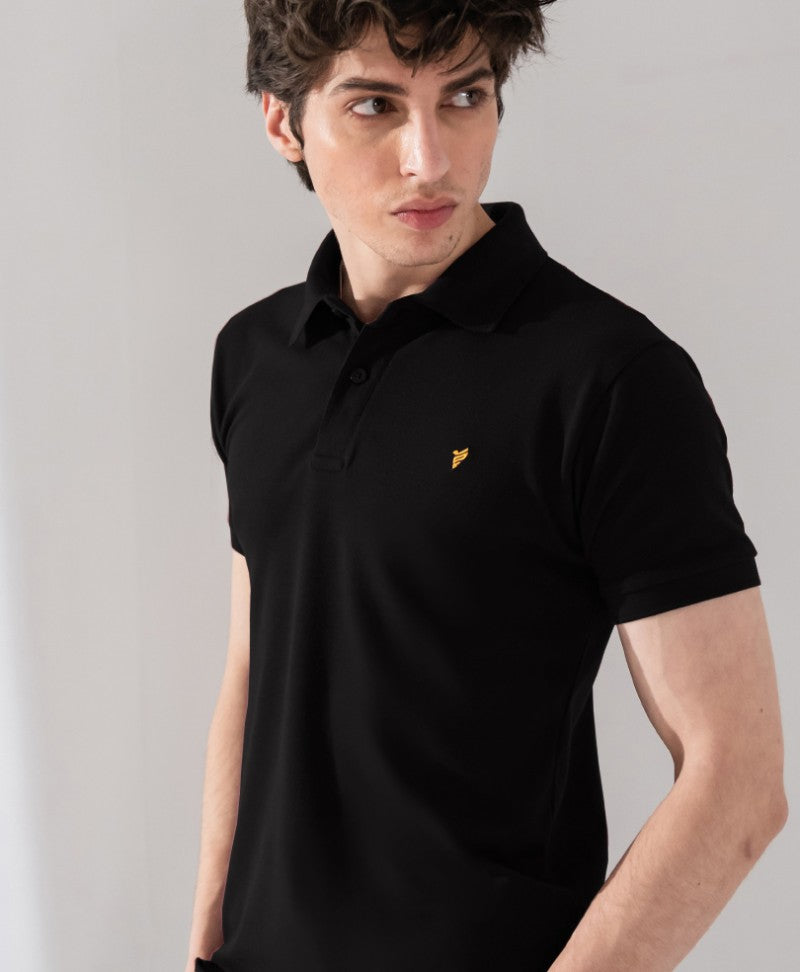 Black Basics Gold POLO - FITTED