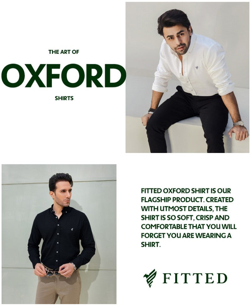 White Oxford-Green (Slim Fit)