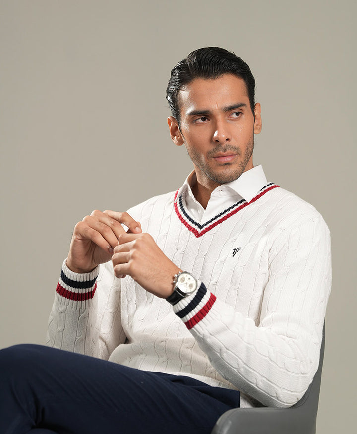 Classic White Cricket Sweater