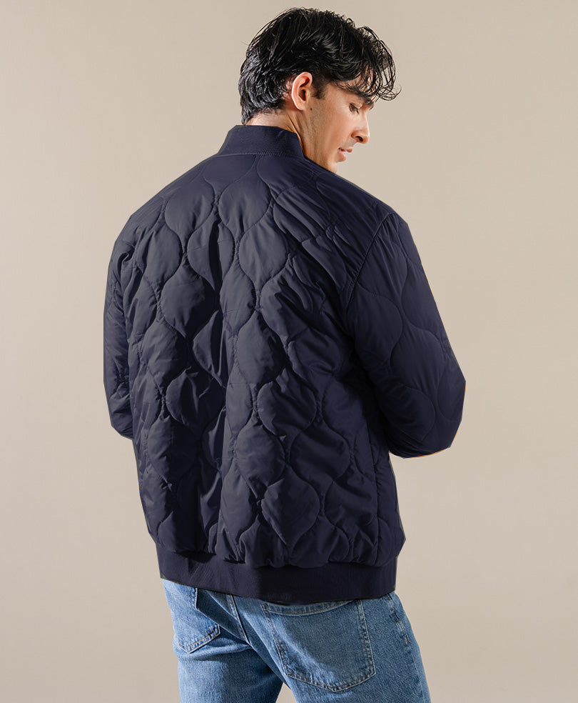 Navy Diamond Quilted Jacket