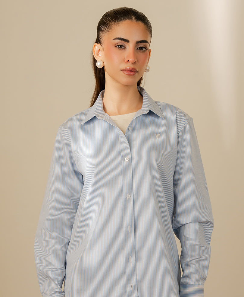 Blue & White Fine Stripe Shirt (Women)
