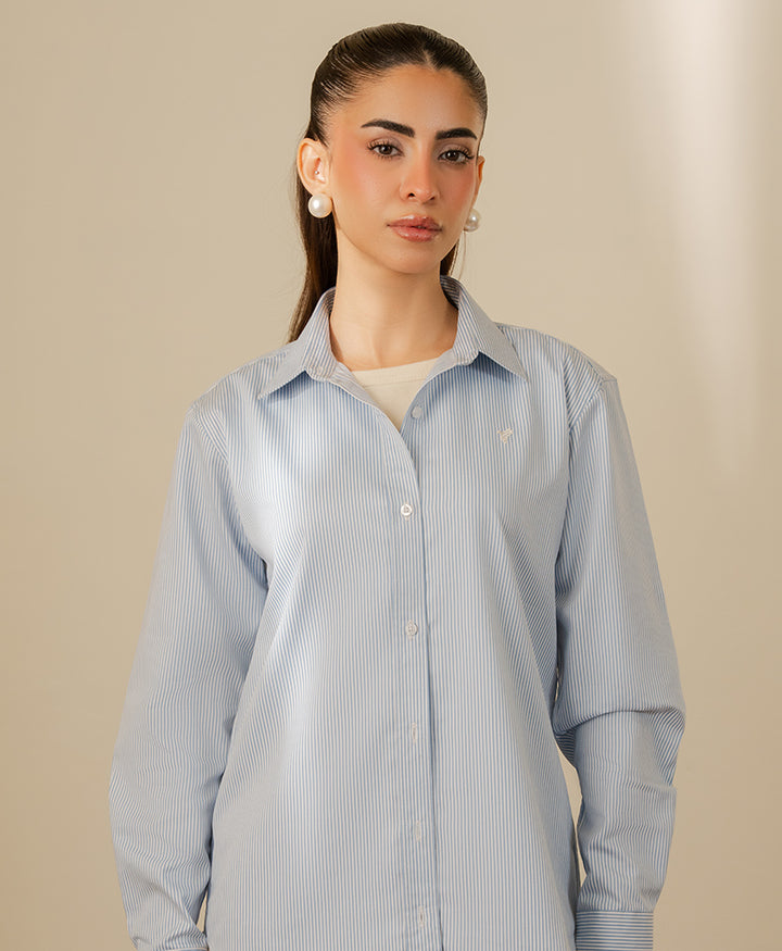 Blue & White Fine Stripe Shirt (Women)