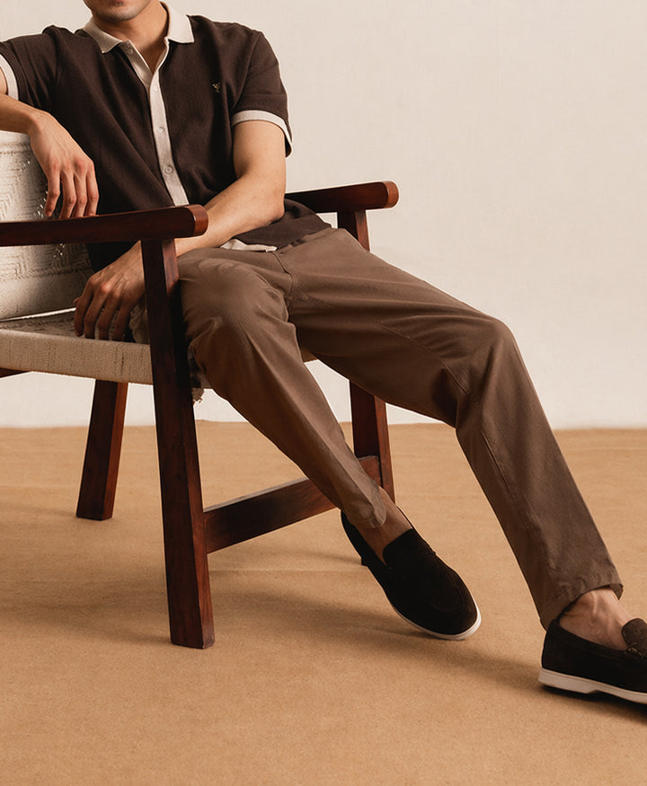 Brown Single Side Tab Twill Ghurka Pants