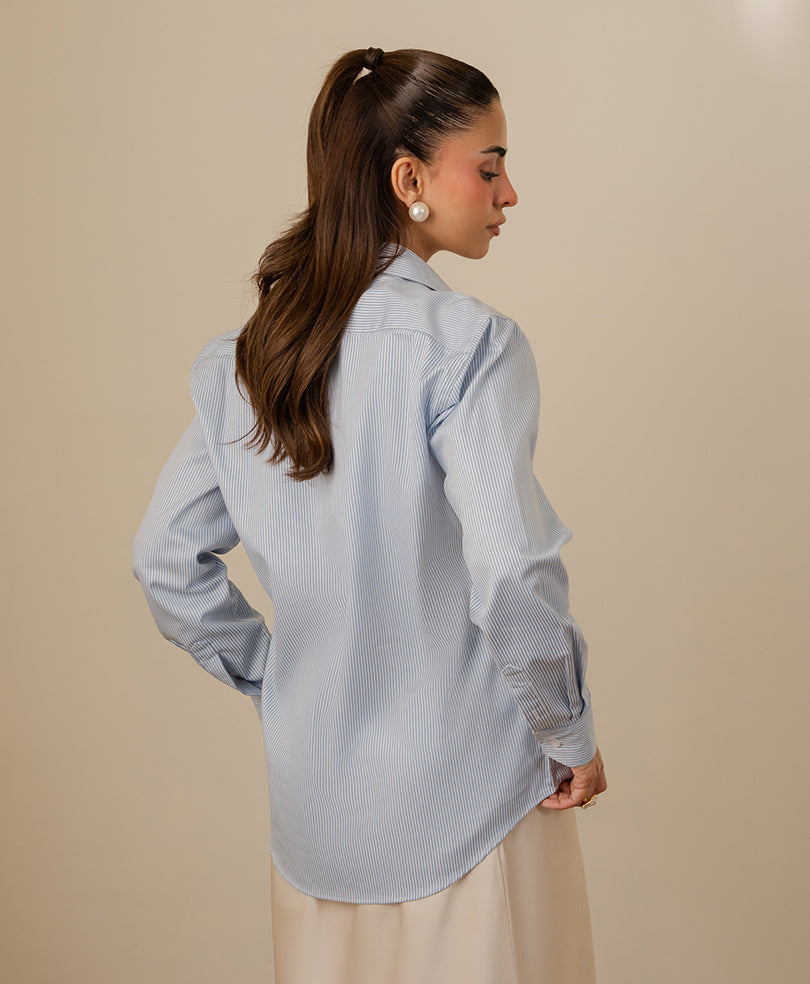 Blue & White Fine Stripe Shirt (Women)