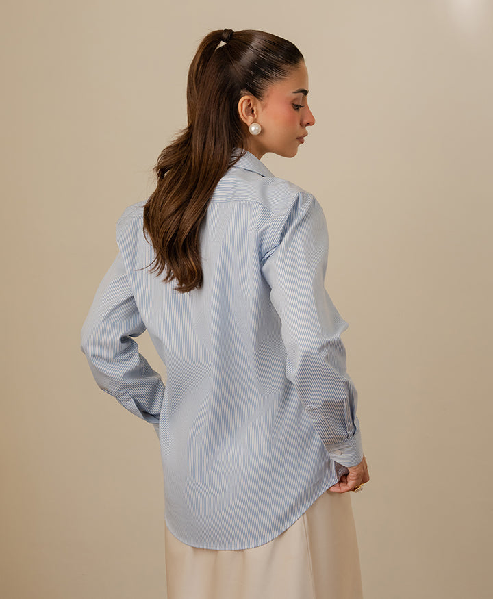 Blue & White Fine Stripe Shirt (Women)