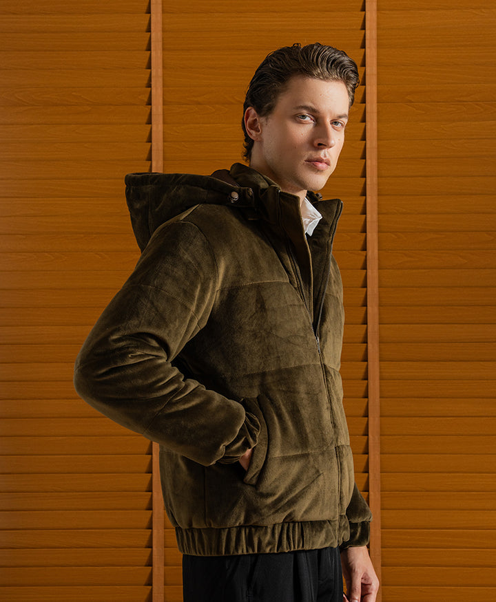 Brown Corduroy Puffer Jacket