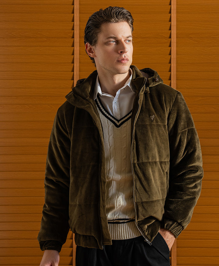 Brown Corduroy Puffer Jacket