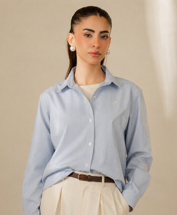 Blue & White Fine Stripe Shirt (Women)