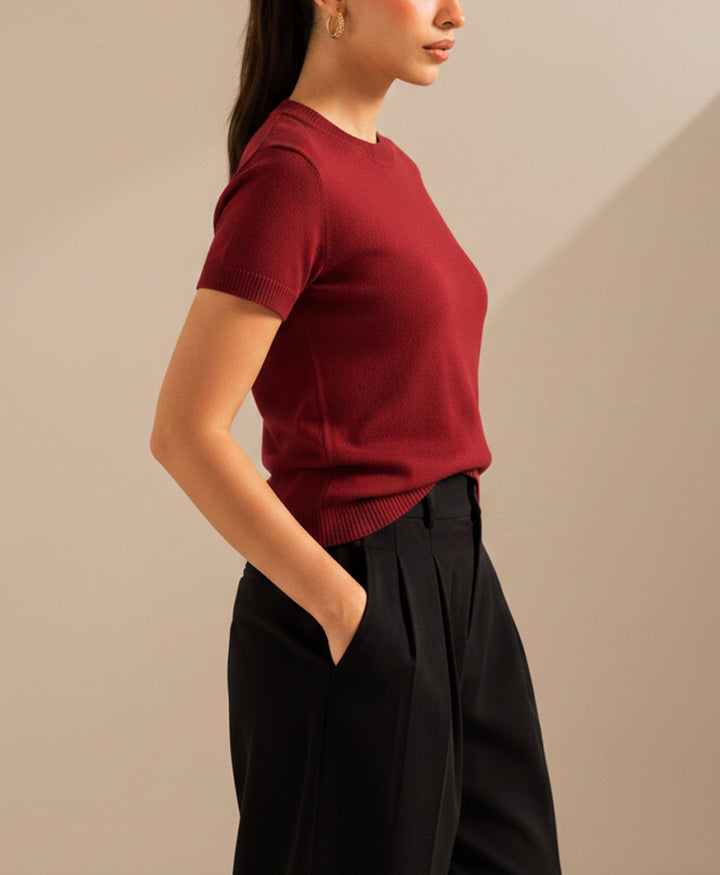 Red Knit Crew (Women)