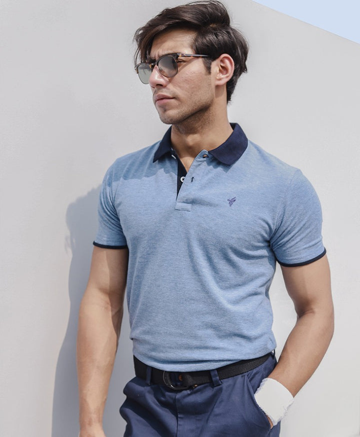Blue Contrasting Polo