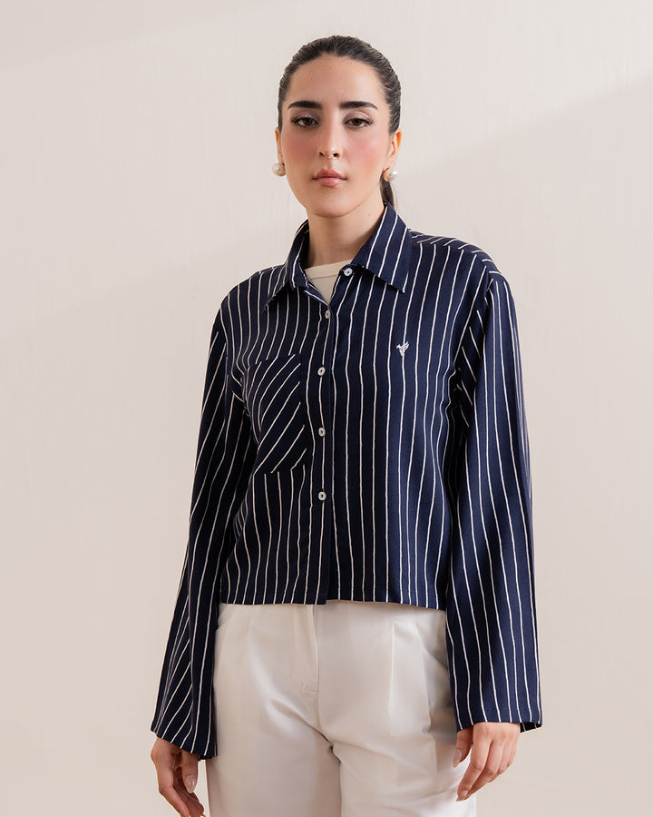 Dark Blue Wide-Sleeve Shirt (Women)