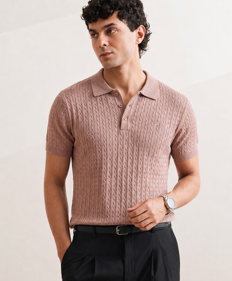 Fawn Cable Knit POLO