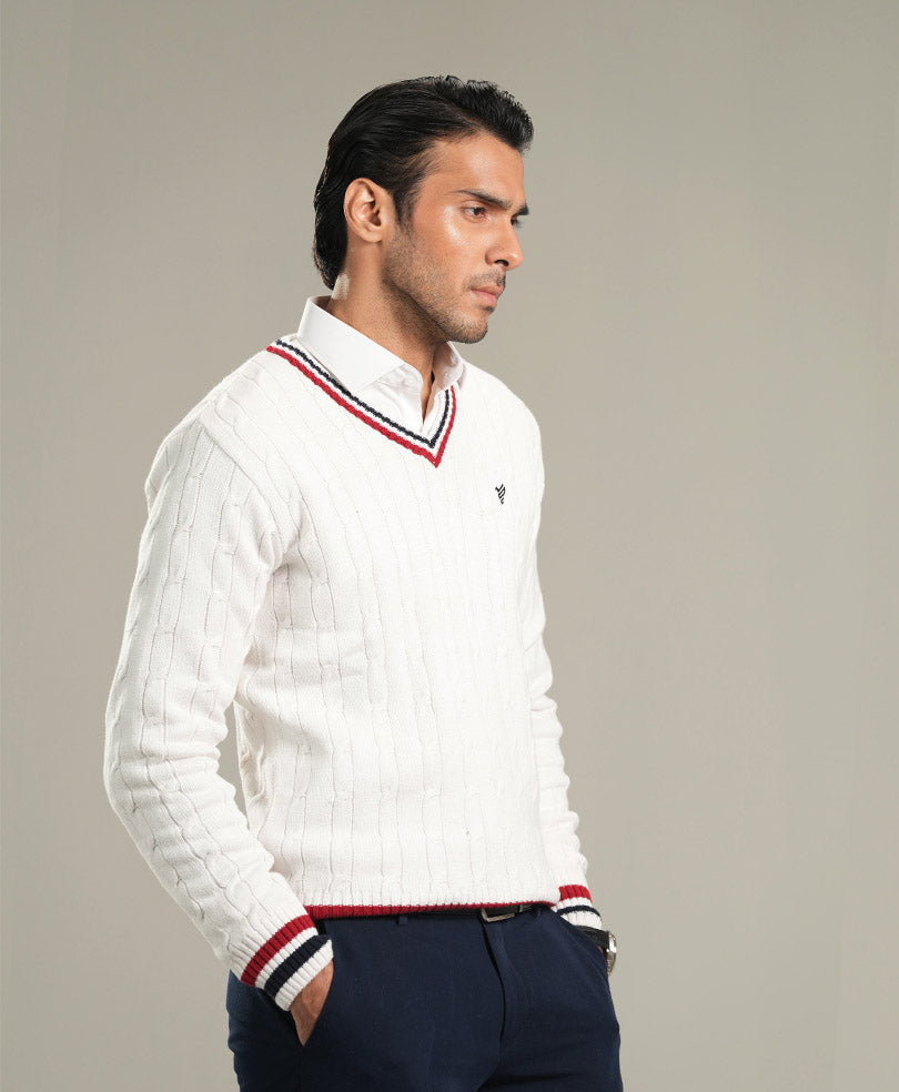 Classic White Cricket Sweater