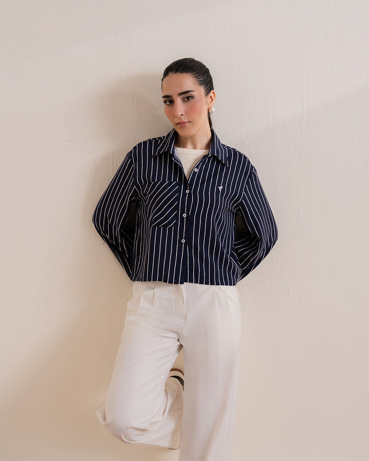 Dark Blue Wide-Sleeve Shirt (Women)