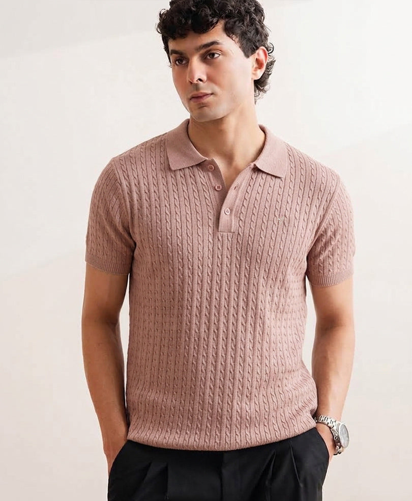 Fawn Cable Knit POLO