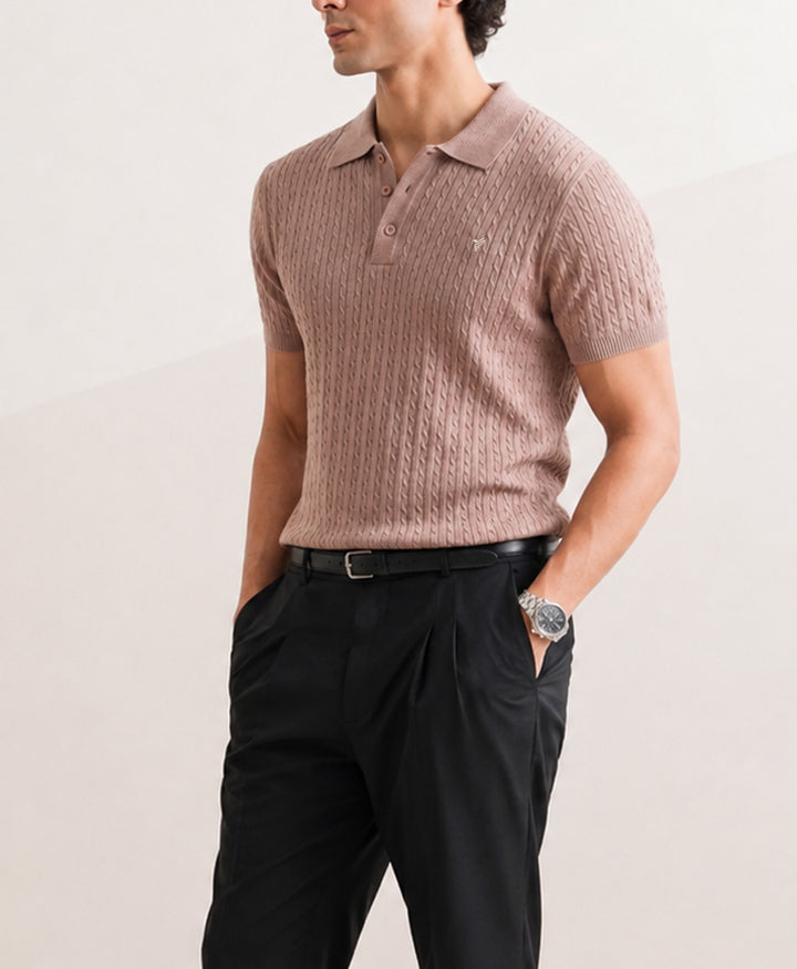 Fawn Cable Knit POLO